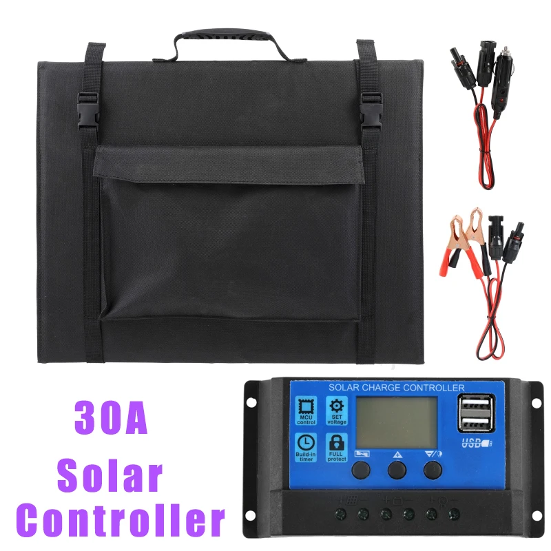 1000W/㎡ Solar Panel Portable Folding Bag Solar Charger 18V Outdoor Power Supply for Home Mobile Phone Power Generator Caming