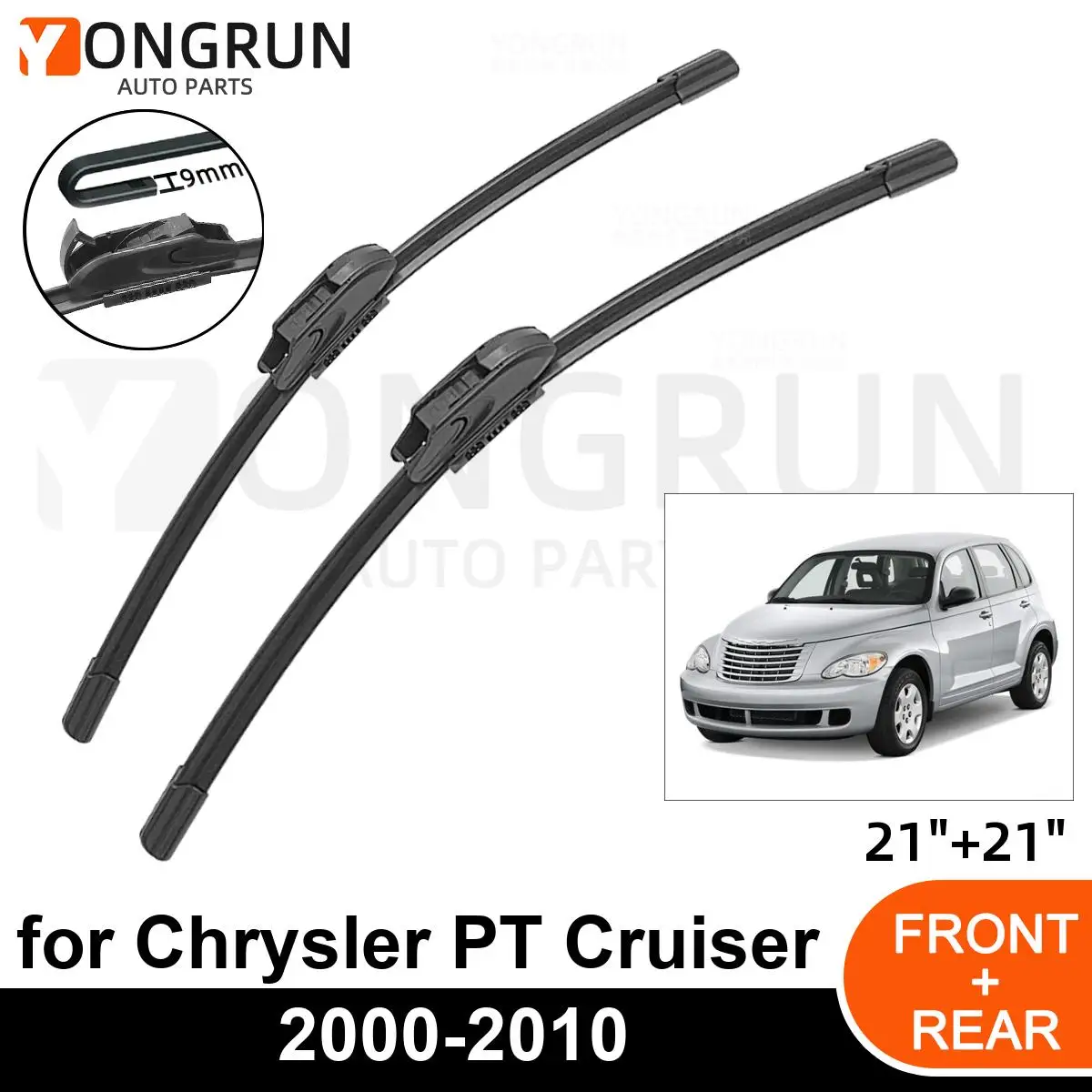 

Car Front Windshield Wipers For Chrysler PT Cruiser 2000-2010 Wiper Blade Rubber 21"+21" Car Windshield Windscreen Accessories