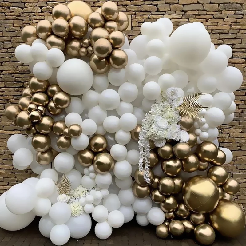 20-30pcs 5/10/12inch Latex Balloons White Gold Balloon Birthday Party Wedding Baby Shower Globos Background Decoration Ballons