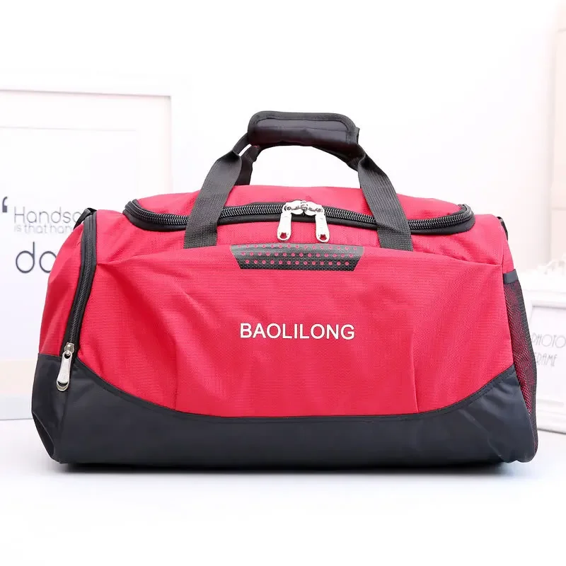 Bolsa de gimnasio deportiva grande con bolsillo para zapatos para hombres y mujeres, bolsa de lona impermeable para entrenamiento de Fitness al aire