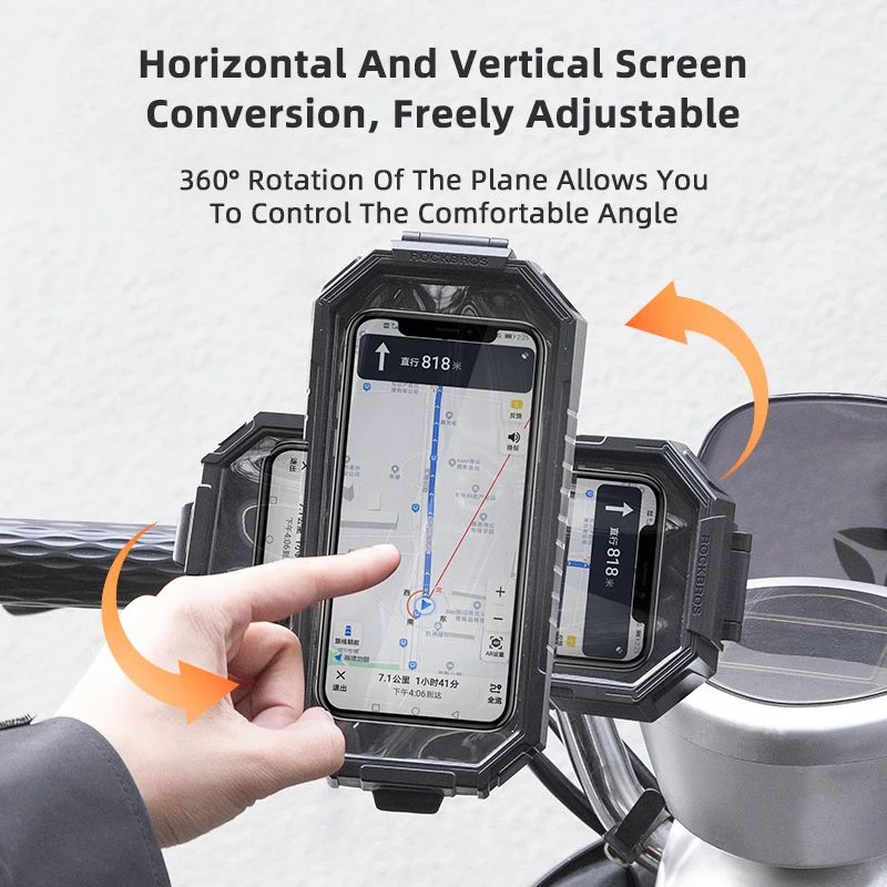 ROCKBROS Bike Mobile Phone Holder Shockproof Waterproof 6.7 Inch Phone Bracket Touchscreen Driving Motorcycle MTB Road Bicycle A