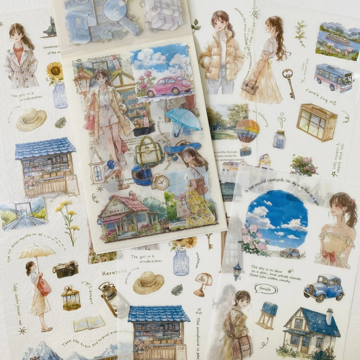 20sheets Scrapbook Stickers Vintage Character PET Washi Paper Stickers Scrapbooking Junk Journal Crafts Embelishment Stickers