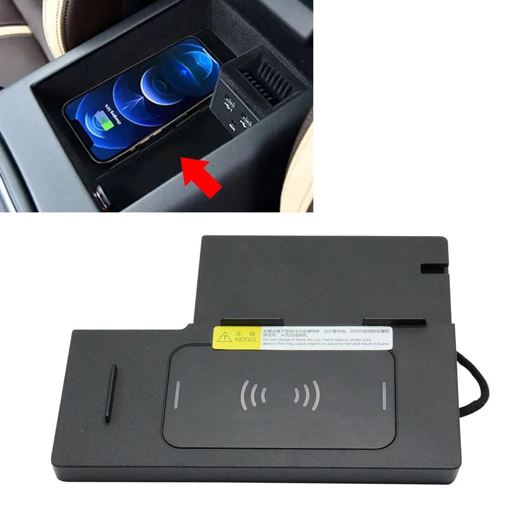 Car Wireless Charger Storage Box Phone Charging Pad For Audi A6L / RS6 / A7 / S6 2016 2017 2018