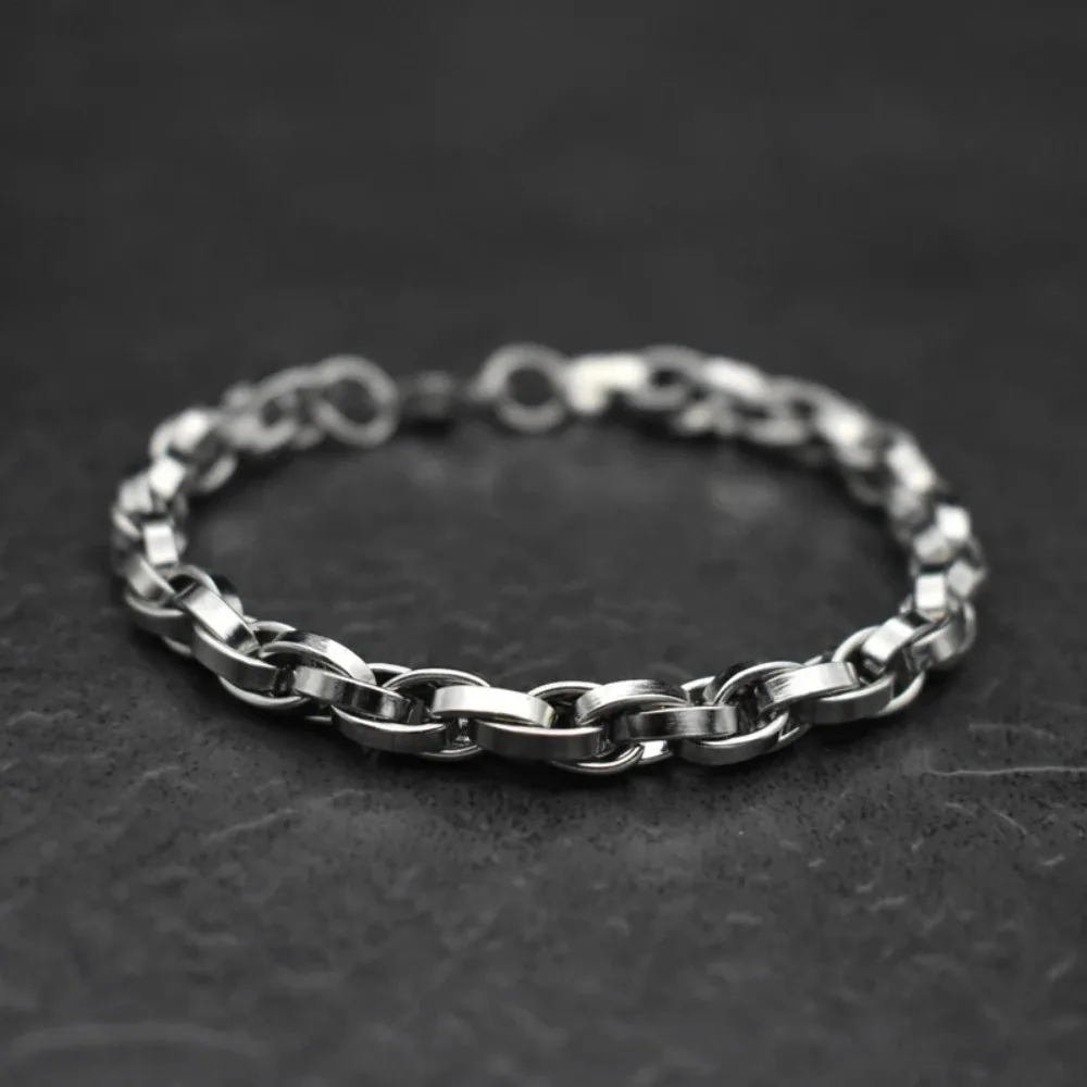 High Quality 21cm Men Rope Chain Silver Durable Men's Bracelet Stainless Steel Men Jewelry Gifts