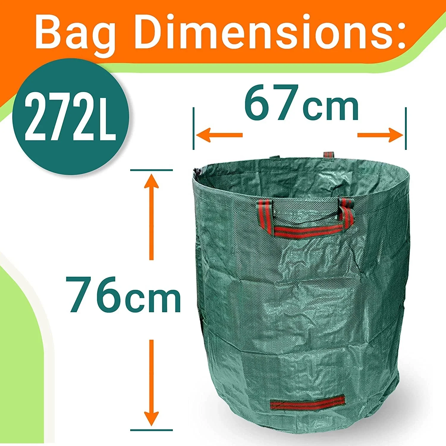 Large Capacity 3 Pieces 72gallon Portable Waterproof PP Woven Foldable Outdoor Garden Garbage Collection Handle Fallen Leaf Bag