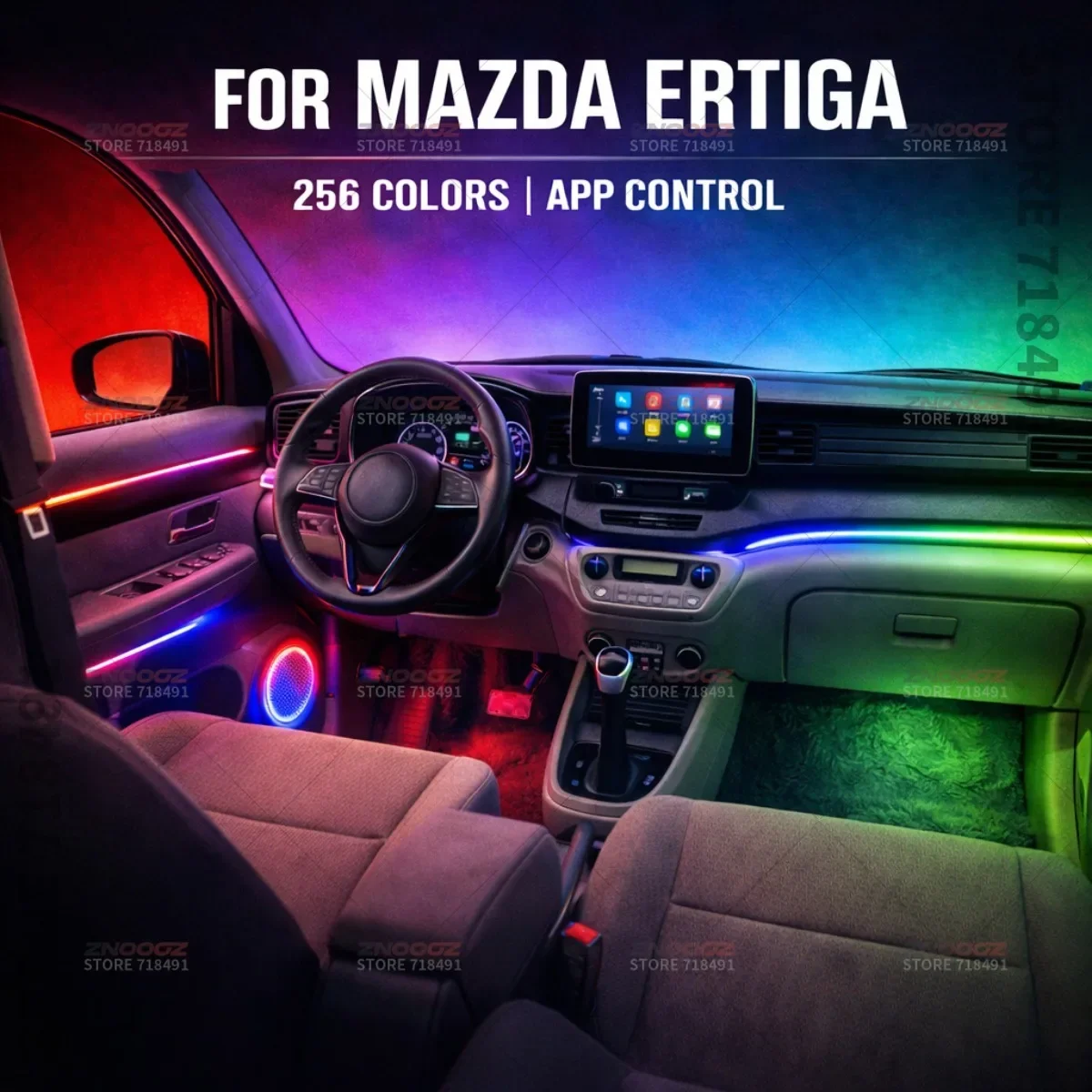 For Mazda Ertiga 22in1 RGB Car Interior Acrylic Car Ambient Lights RGB Hidden Acrylic Strip Decoration Atmosphere Accessories