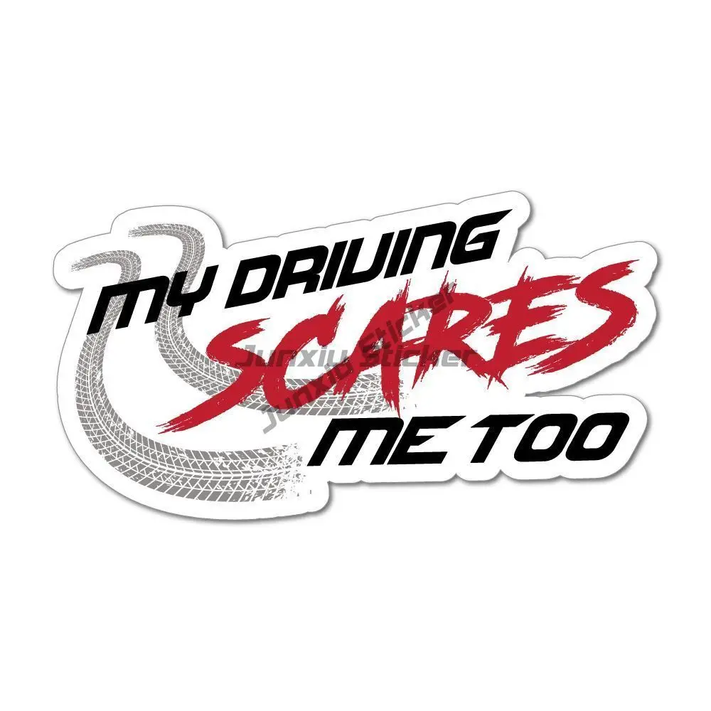 Funny Car Caption My Driving Scares Me Too Meme Vinyl Decal Sticker Cars Trucks Walls, Windows, Laptops, Notebooks