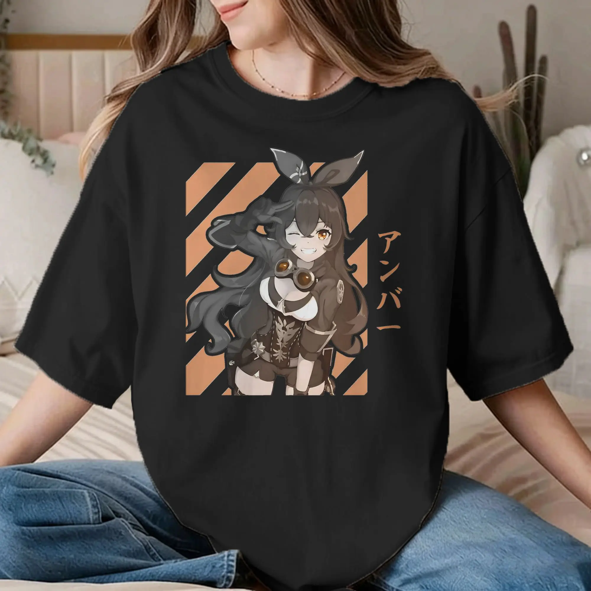 Men Women T-Shirt Amber Genshin Impact Design Vintage 100% Cotton Tee Shirt Short Sleeve  T Shirts O Neck Tops Plus Size
