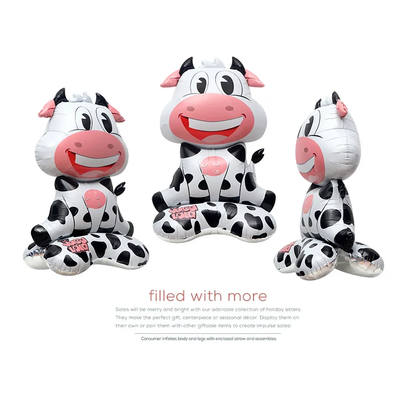 New 4D Cow Balloons Baby Shower Girl One 1st Birthday Barnyard Farm Animal Theme Party Decorations Supplies