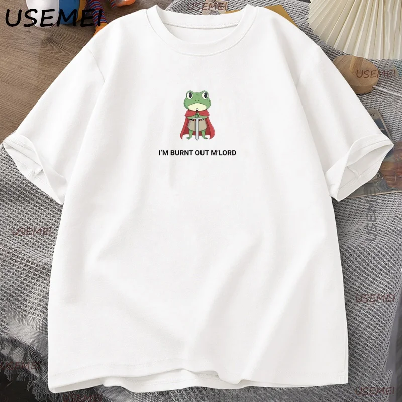 Burnt Out Knight Frog T-Shirt Funny DnD Graphic Tshirt Casual Cotton Unisex Comfortable T Shirt Short Sleeve Streetwear Tops