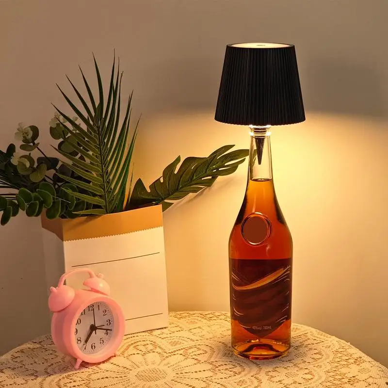 Wine Bottle Lamp LED Liquor Bottle Light Rechargeable Cordless Wine Bottle Light Decorative Accent Lamp 2000mah Battery Table