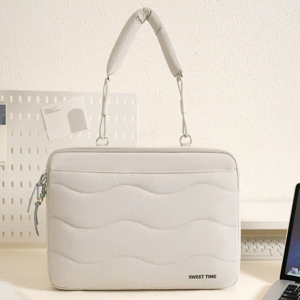 Portable Laptop Shoulder Bag Soft Padded Quilted Laptop Sleeve Shockproof Thickened Lining Laptop Carrying Case