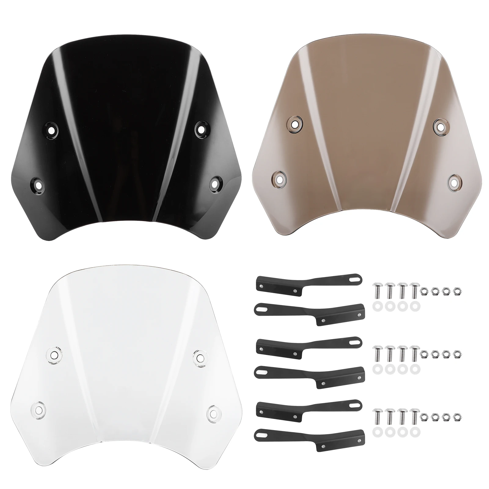 5-7 Zoll Universal Motorrad Windschutzscheibe Windabweiser Bildschirm mit Montagehalterung für Honda, Motorradzubehör