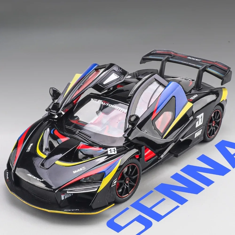 

1:24 Scale Senna P1 Sports Car Model Toy Alloy Body Rubber Tires Pull Back Supercar Miniature Vehicle Models Kids Presents