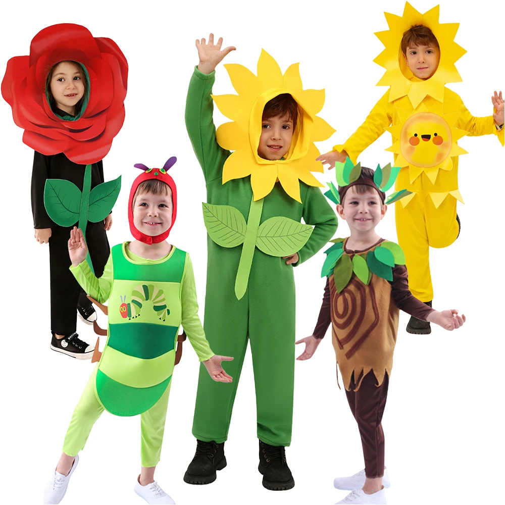 

June 1St Festival Cosplay Costume Set Sun Rose Flower Caterpillar Big Tree Dress Up Stage Performance Christmas Halloween Suit