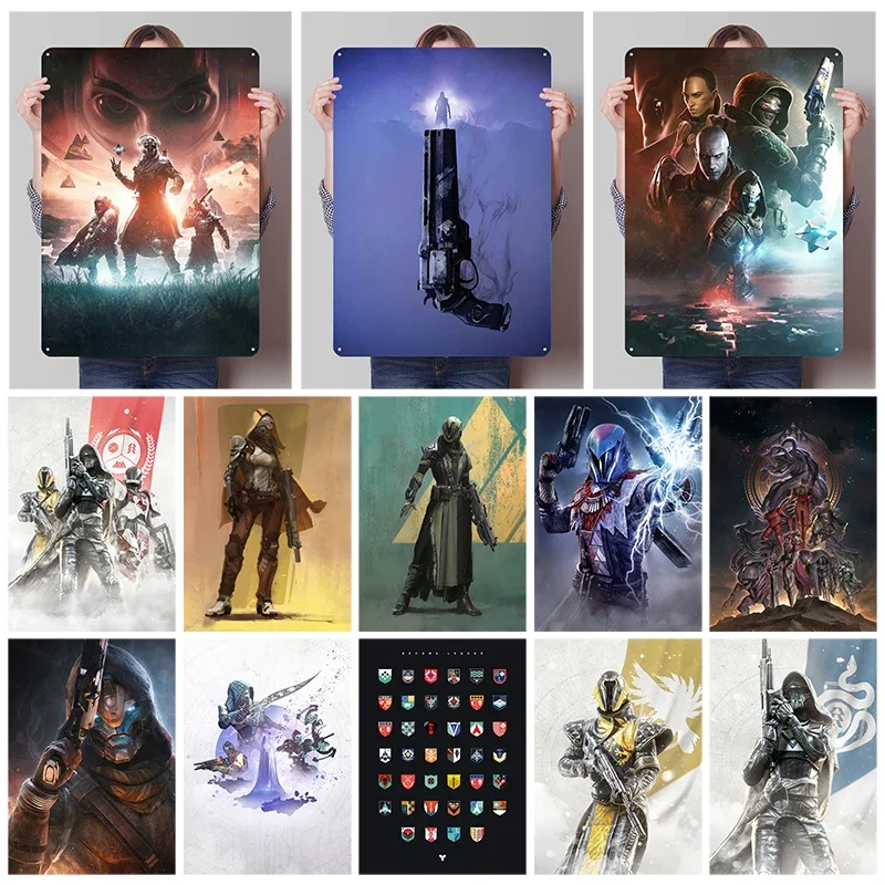 Affiches D-Destiny, Panneaux de jeu populaires, Cadres muraux décoratifs, Plaques métalliques personnalisées pour joueurs, pour la décoration de salle de jeu, Art mural