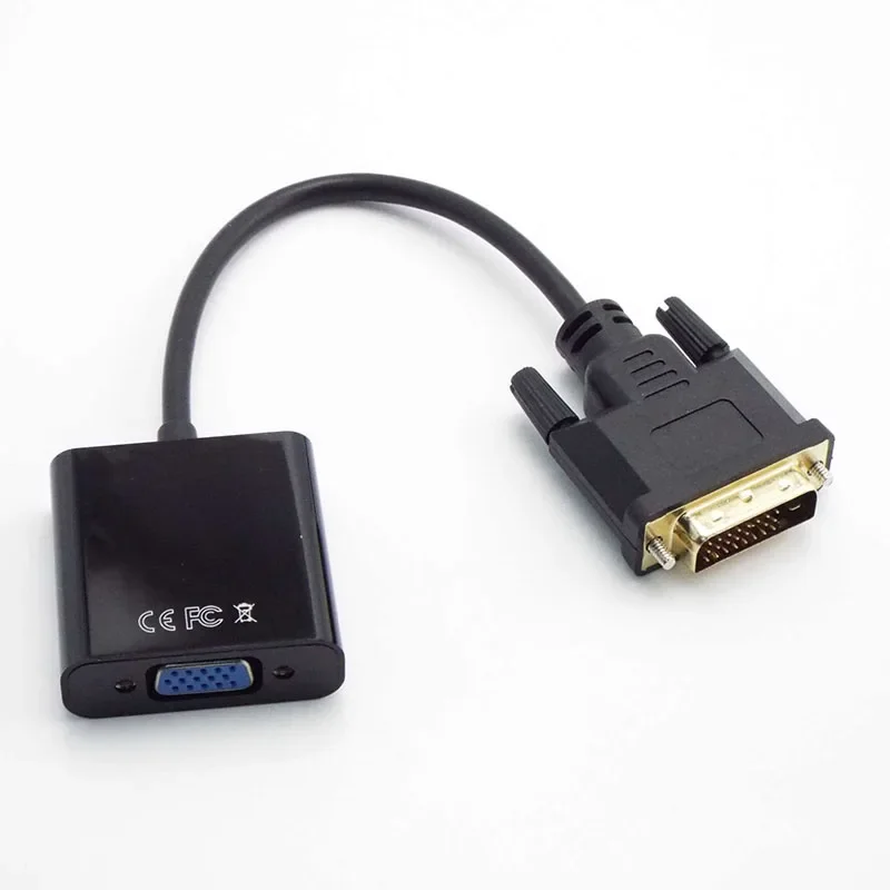 Conversor Adaptador DVI para VGA para VGA, Conector de Vídeo Completo, Cabo para PC, TV, Monitor de Computador, 24 Plus 1, 25Pin para 15Pin Feminino, HD 1080P