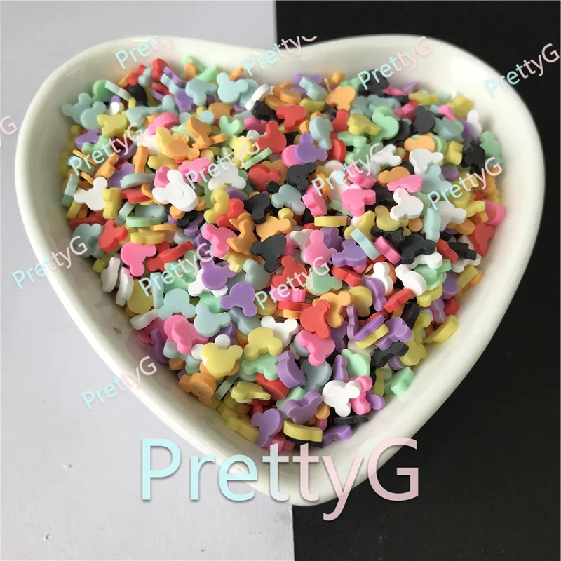 PrettyG 1 Box  Mickey head Color Mixes Supplies Polymer Soft Clay DIY Decoration for Resin Nail Art Crafts Slime Cake Dessert