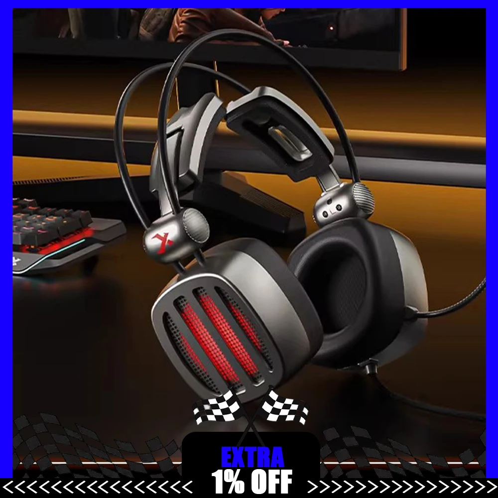 XIBERIA S21MAX Headphones Hi-Res Gold Standard Authentication CM6646X1 Chip Gaming Earphone 7.1 Surround Sound PC Gamer