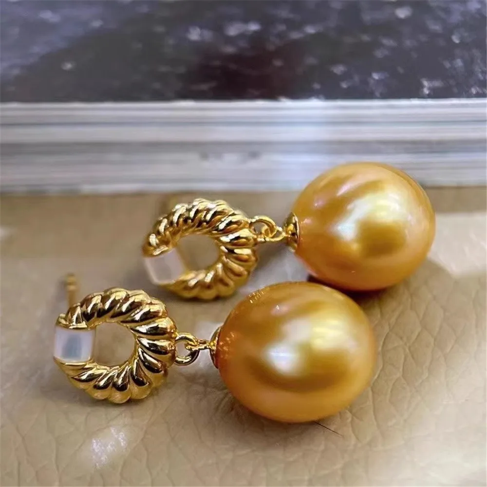 DIY Pearl Accessories 18K Bag Gold Copper Thick Gold Plated Shell Twist Donut Stud Earrings Work in Progress Gold Silver