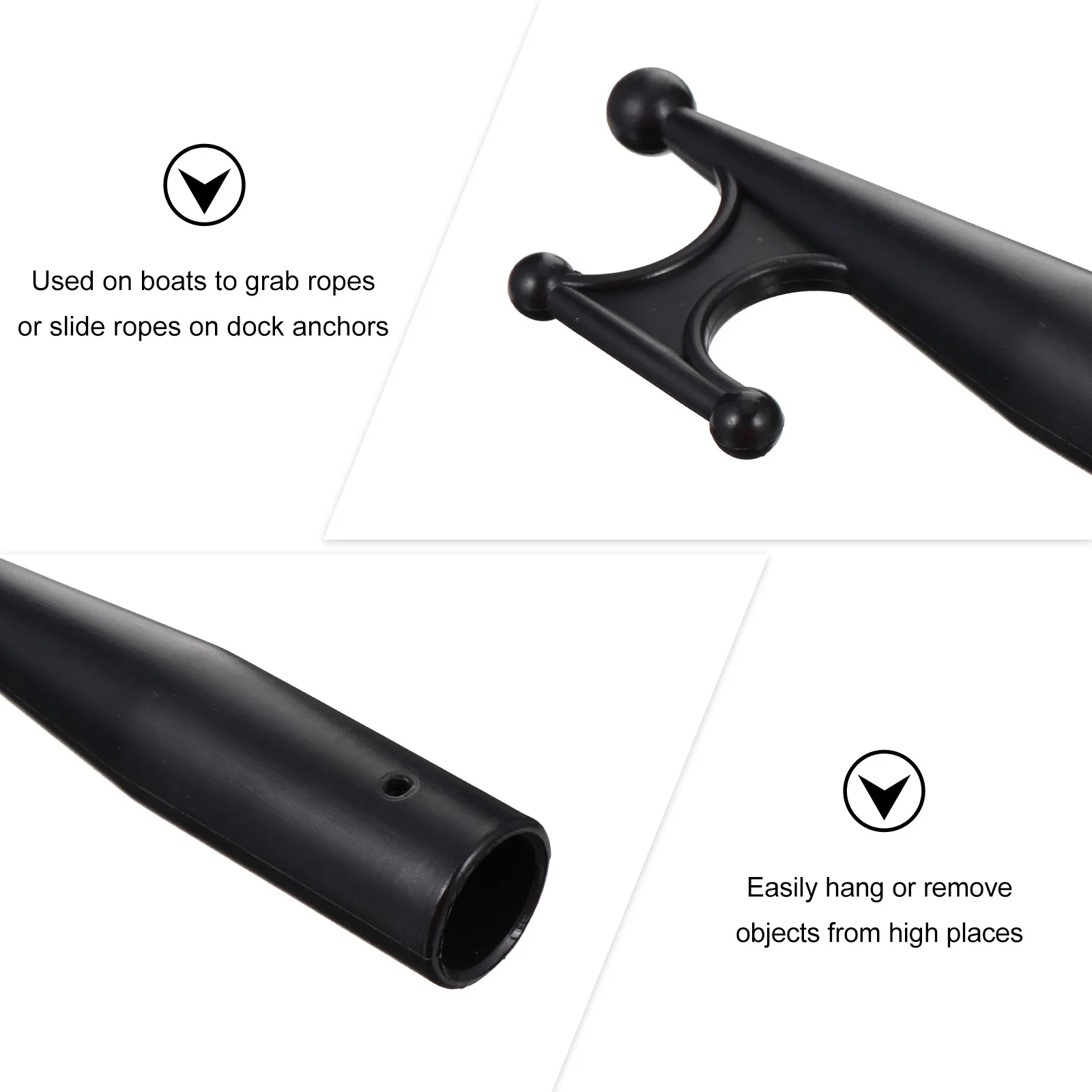 

Nylon Boat Hook Black Plastic Utility Hooks 28mm Diameter Fits Telescopic Poles Kayak Christmas Lights Garden Hanging Durable