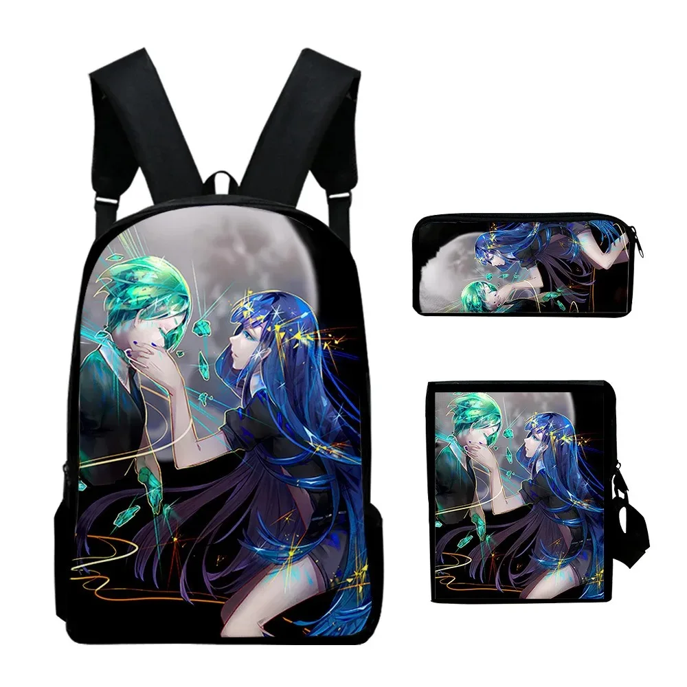 Harajuku 3D mirror Earth Print school backpack, laptop backpack, backpack, tilted shoulder bag, pencil stool, 3pcs total