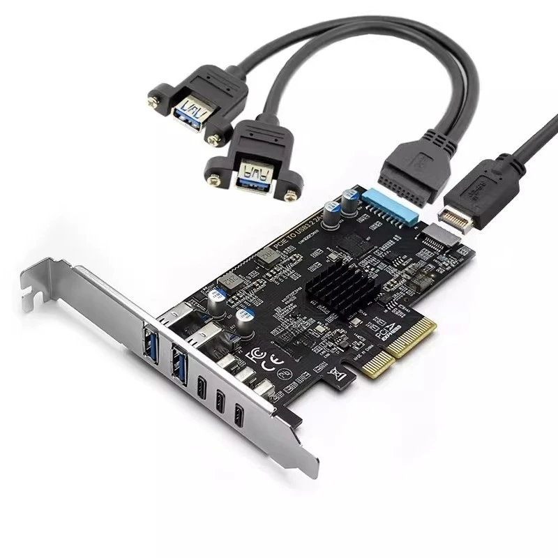 For ASM3142 PCI-E to Type-C USB 3.0 Expansion Card 10Gbps Desktop Adapter