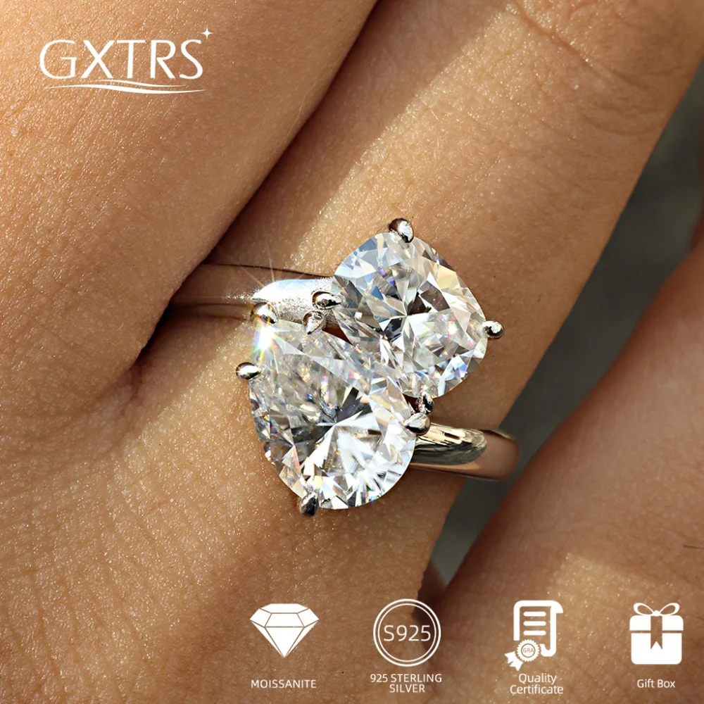 

GXTRS Oval/Pear Cut Real Moissanite Rings For Women Men 100% S925 Silver Luxury Lab Diamond Wedding Band 18K Plated Fine Jewelry