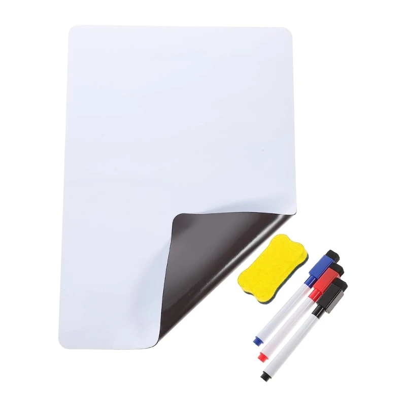 Flexible Magnetic Whiteboard Sheet - Perfect for To-Do Lists, Notes, and Shopping Lists - Comes with Markers and Eraser