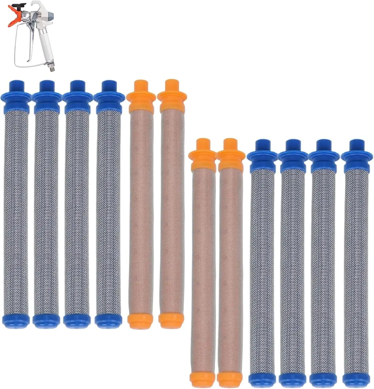 

12-Pack Airless Spray Gun Filters – 8 Blue 60 Mesh & 4 Orange 100 Mesh with for Graco SG2 SG3 SG10 SG20 SG Pro