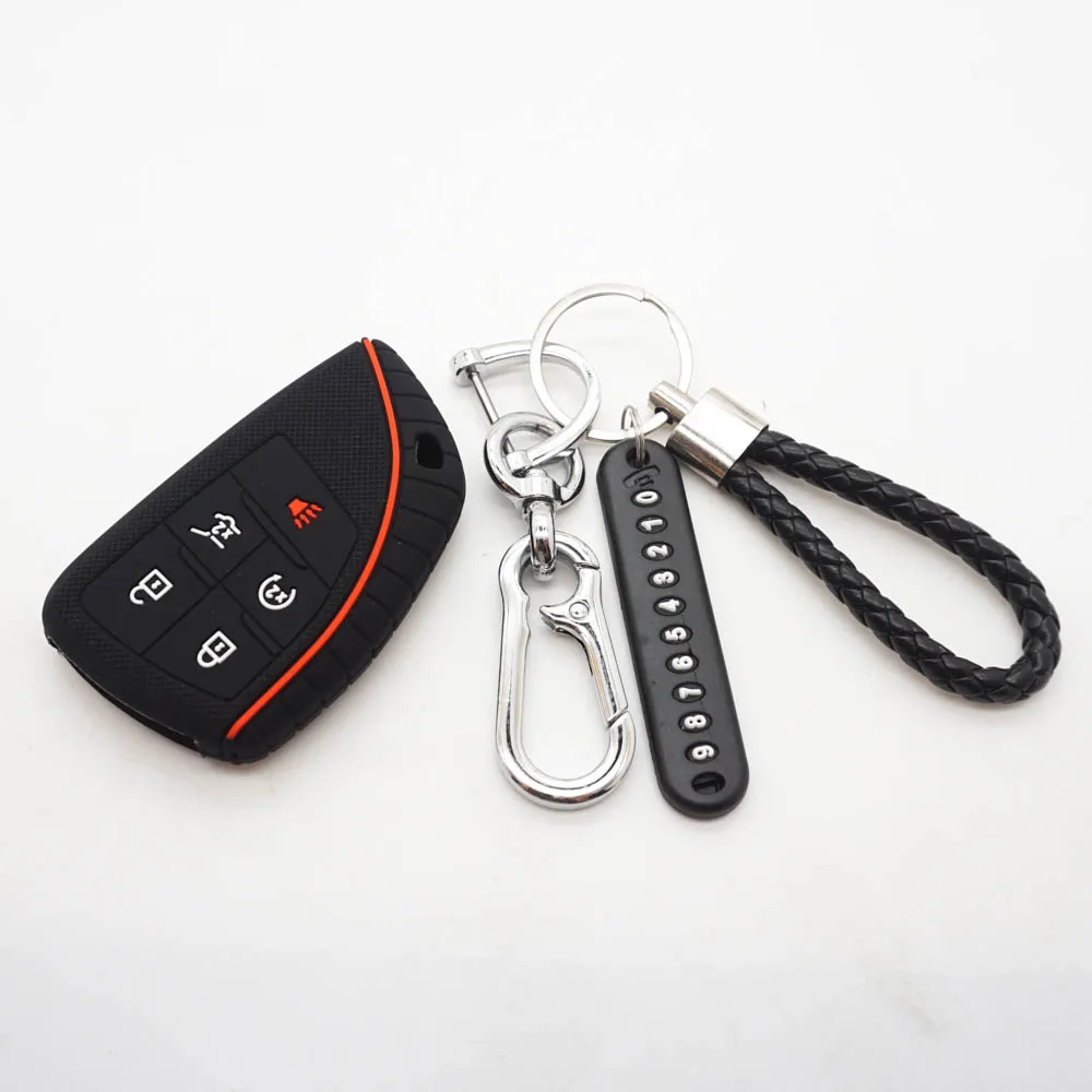 Xinyuexin Silicone Car Key Cover Case Fob Shell for GMC Yukon for Chevrolet 3/4/5/6 Buttons 2020-2023 Keychain Accessories