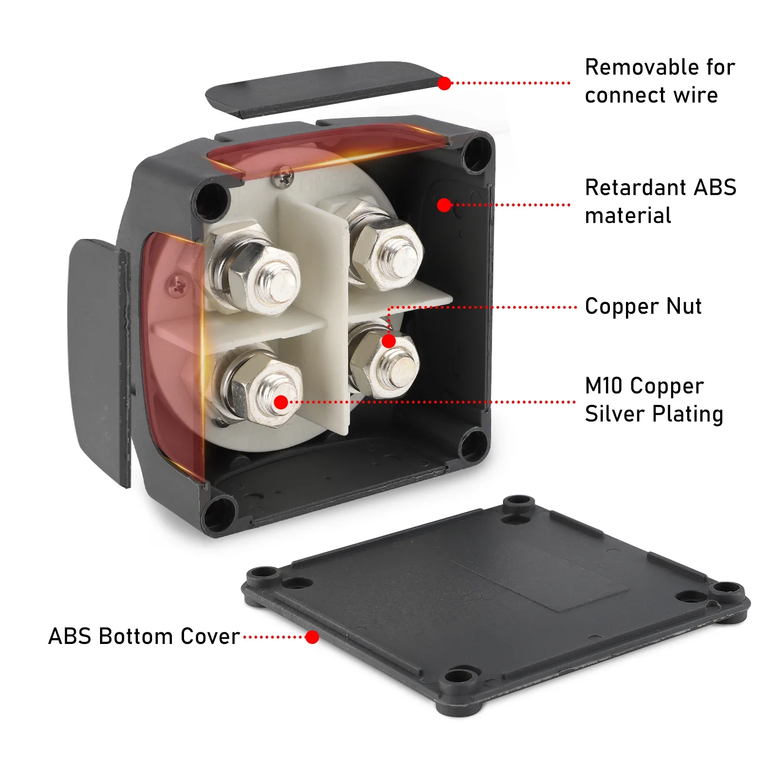 Cut Off Double Pole Battery Switch DC 48V 400Amp Ignition Protected Marine Boat Dual Battery Disconnect Isolator Switches IP65