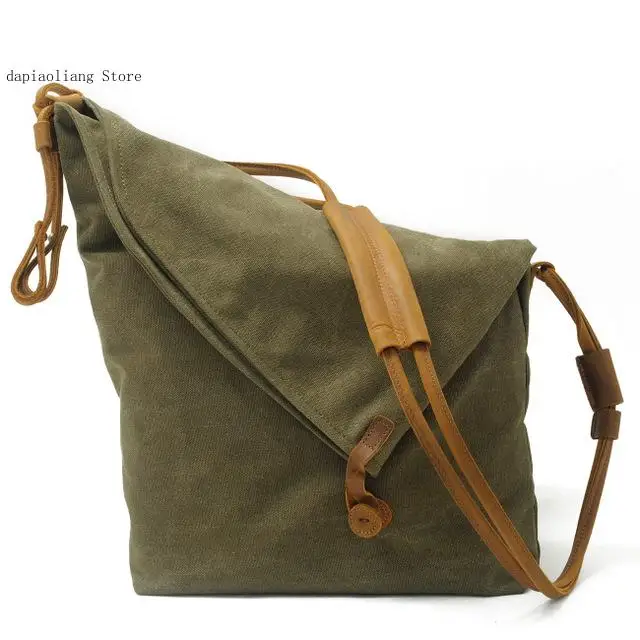 Vintage Designer Women Small Canvas Bucket Casual Crossbody Messenger Shoulder Bag Daily Streetwear Shopping Trip Casual Dates
