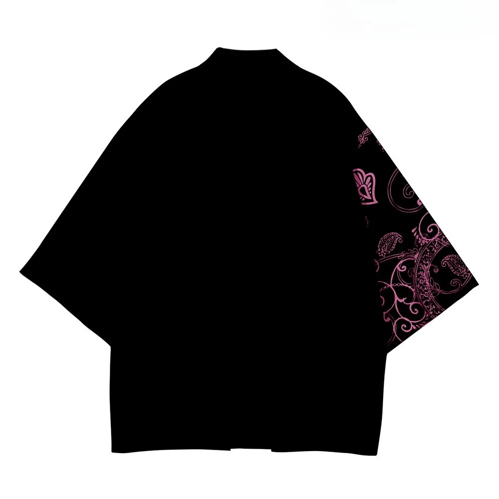 النمط الياباني كيمونو موجة نمط الكاجو المكسرات الطرفية موضة الاتجاه ثلاثية الأبعاد مطبوعة عباءة ملابس الرجال النساء #6