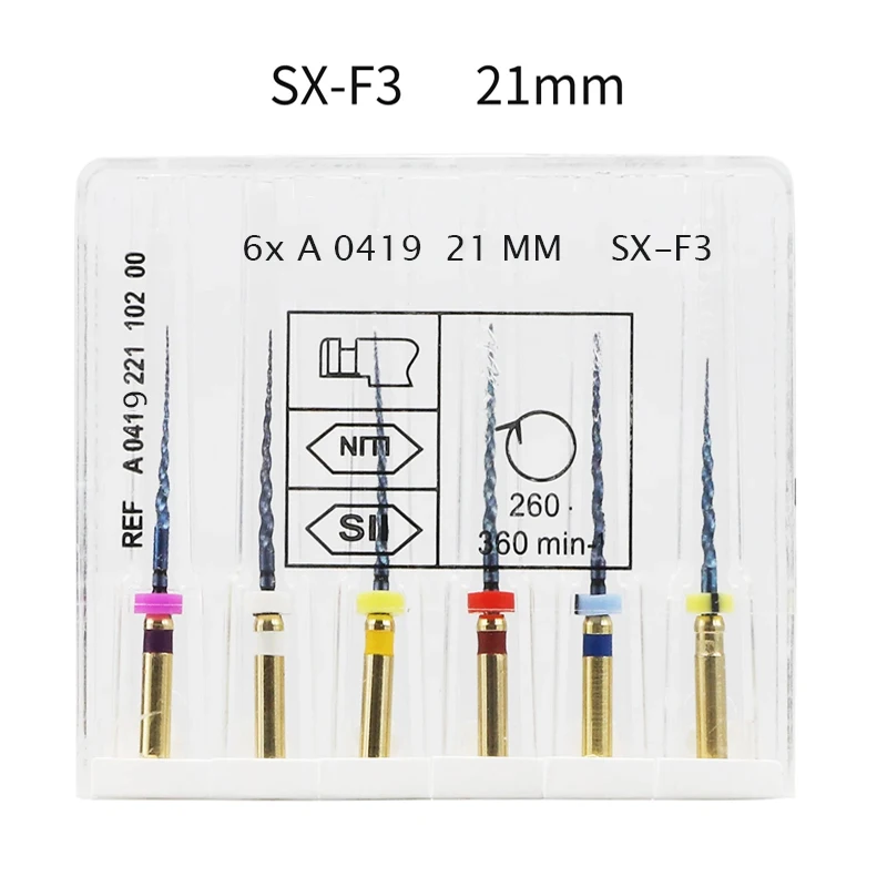30pcs/5 BOX Dental SX-F3 Blue Heat Activated NiTi Endodontic Rotary Files 19/21/25mm Root Canal File Golden Endodontic Treatment