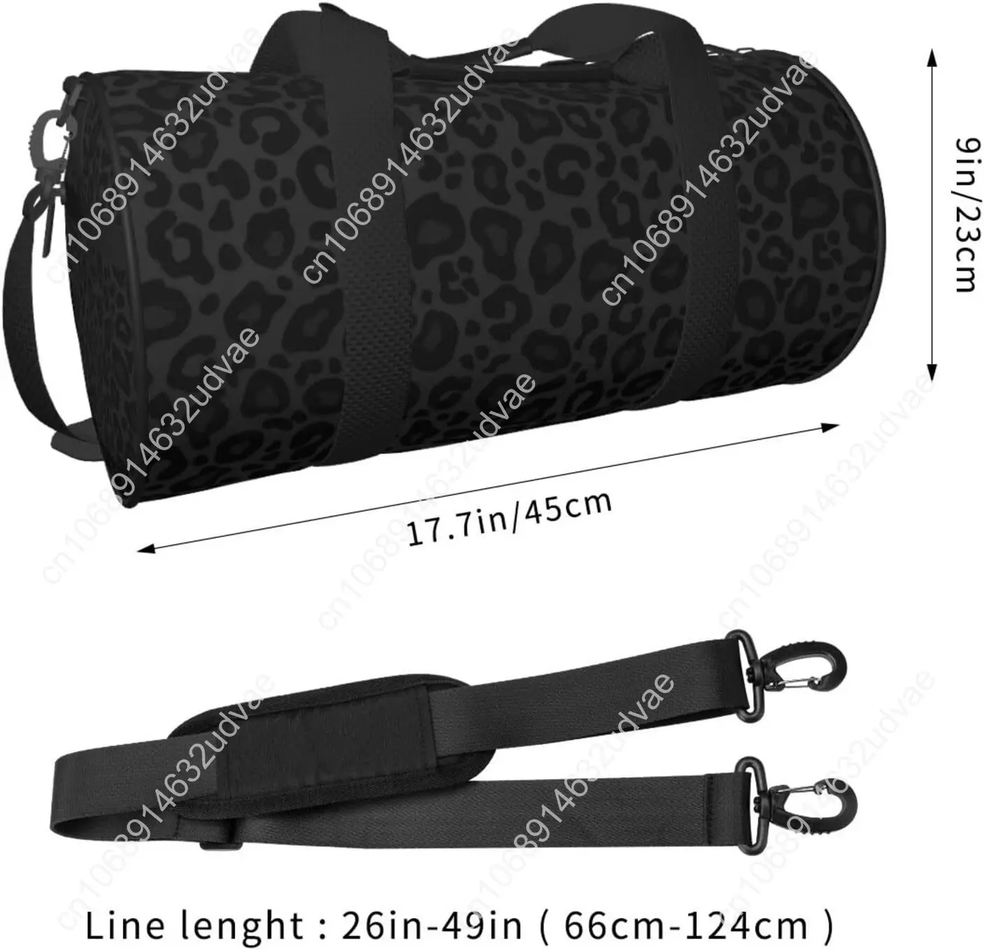 Leopard Print Black Background Sports Gym Bag Travel Duffel Bag Shoes Compartment For Men Women Foldable Lightweight Yoga Gym Sp