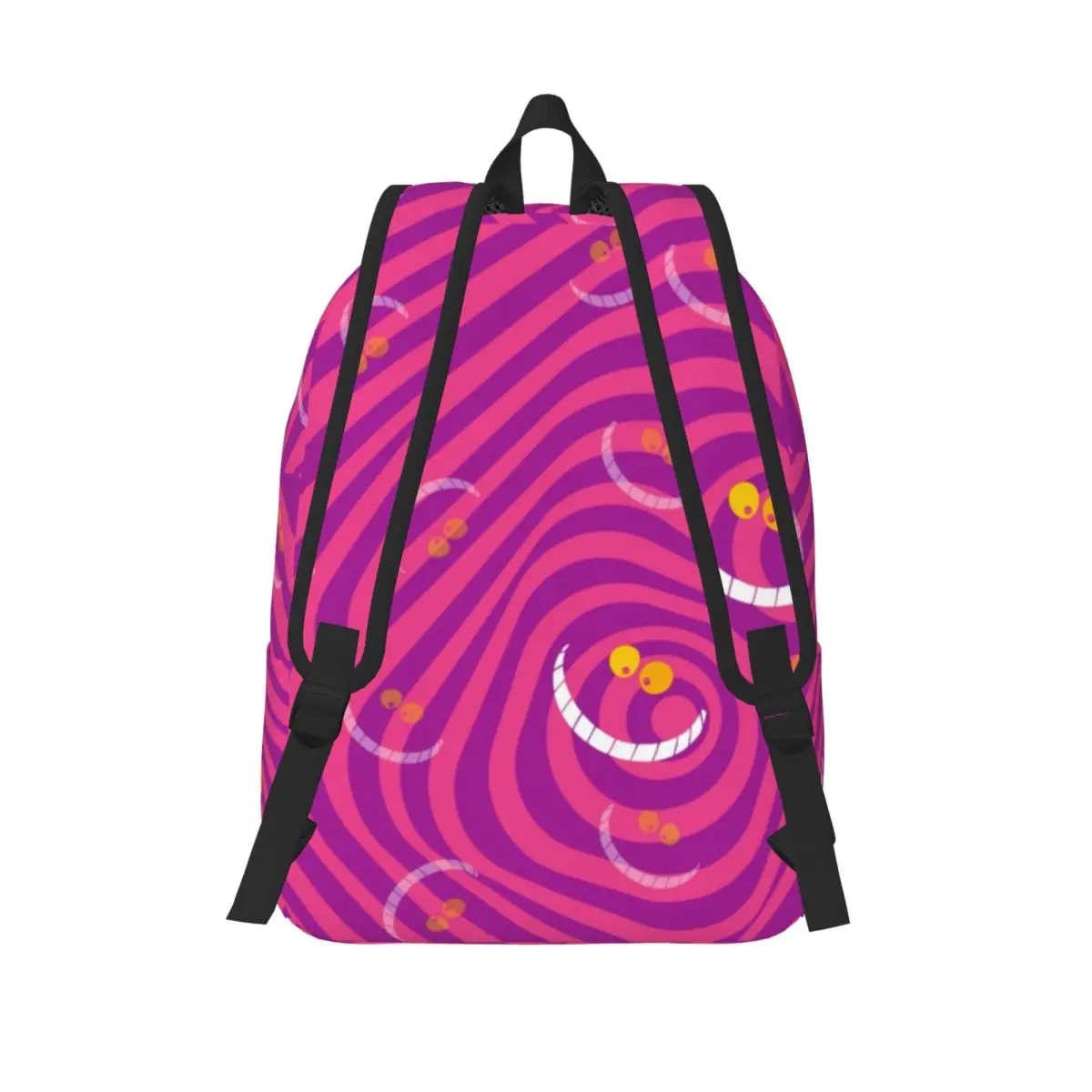 Custom Cheshire Cat Pattern Canvas Backpacks for School College Student Bookbag Fits 15 Inch Laptop Alice In Wonderland Bags