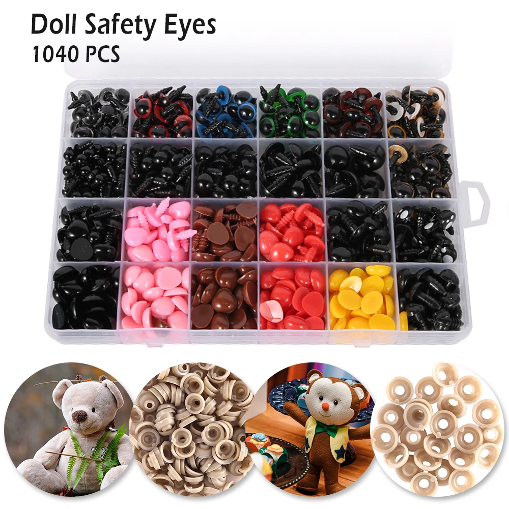 1040/692Pcs 6-22mm Plastic Safety Eyes For Toys Diy Mix Size Crochet Animal Eye For Doll toys Accessories Eyes and Noses Set