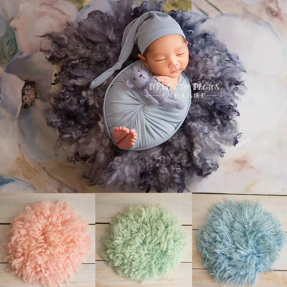 Newborn Photography Faux Fur Rug Baby Photo Prop Flokati Style Mat Baby Posing Background Studio Prop Basket Stuffer Accessories