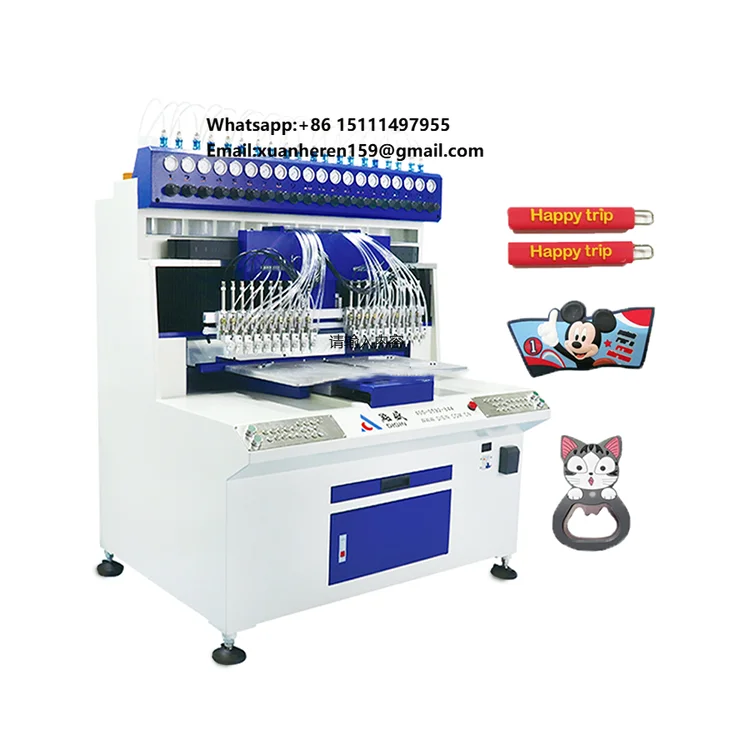 Automatic  20Color Liqud Pvc Rubber Label Soft Rubber Patchr 3D Pvc Logo Label  Making Machine