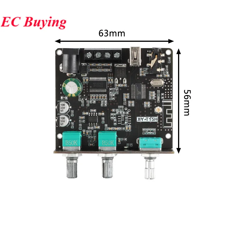 XY-T15H App التحكم 15 واط + 15 واط مكبر كهربائي لوحة تركيبية 2.0 ثنائي القناة بلوتوث متوافق 5.1 + AUX + U القرص + USB كارت الصوت #6