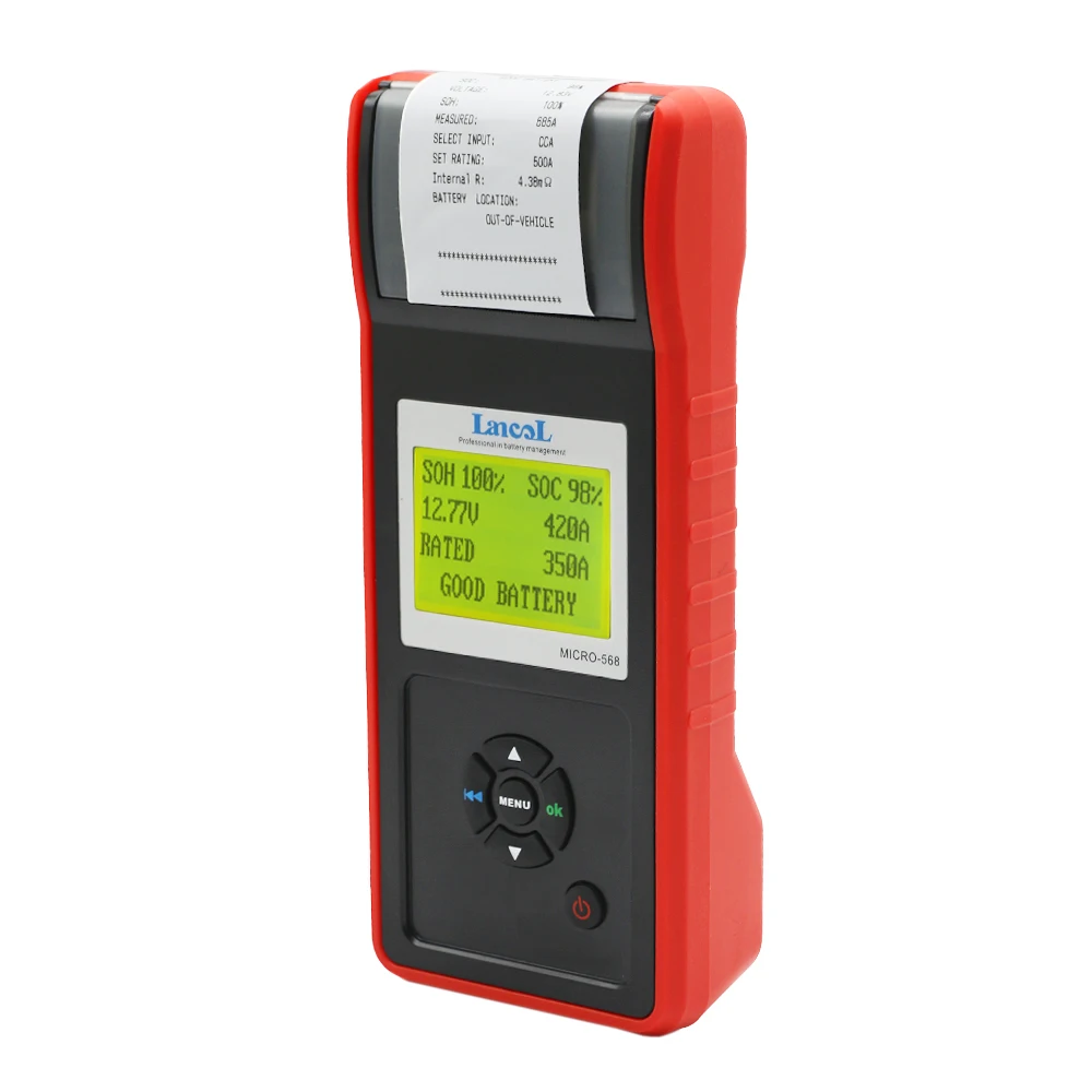 micro568 12V 24V Lead Acid AGM GEL EFB Car Battery Tester 2-30V Digital Battery Load Analyzer Built-in Thermal Printer