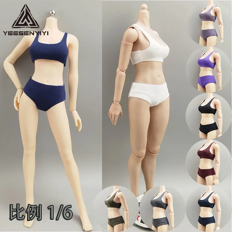 

1/6 Scale 12-inch Sports Bra and Brief Set for Women's Action Figure, 30cm BJD Doll Workout Tank Top and Panties