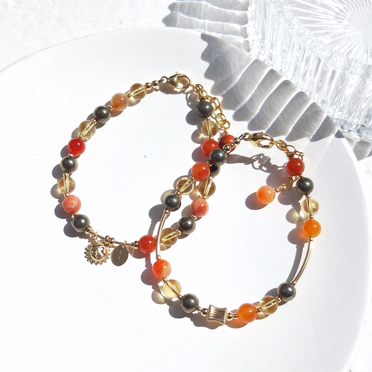 

Lii Ji Carnelian Citrine Pyrite 14K Gold Filled Bracelet Natural Stone 6mm Handmade Jewelry Jewelry For Gift