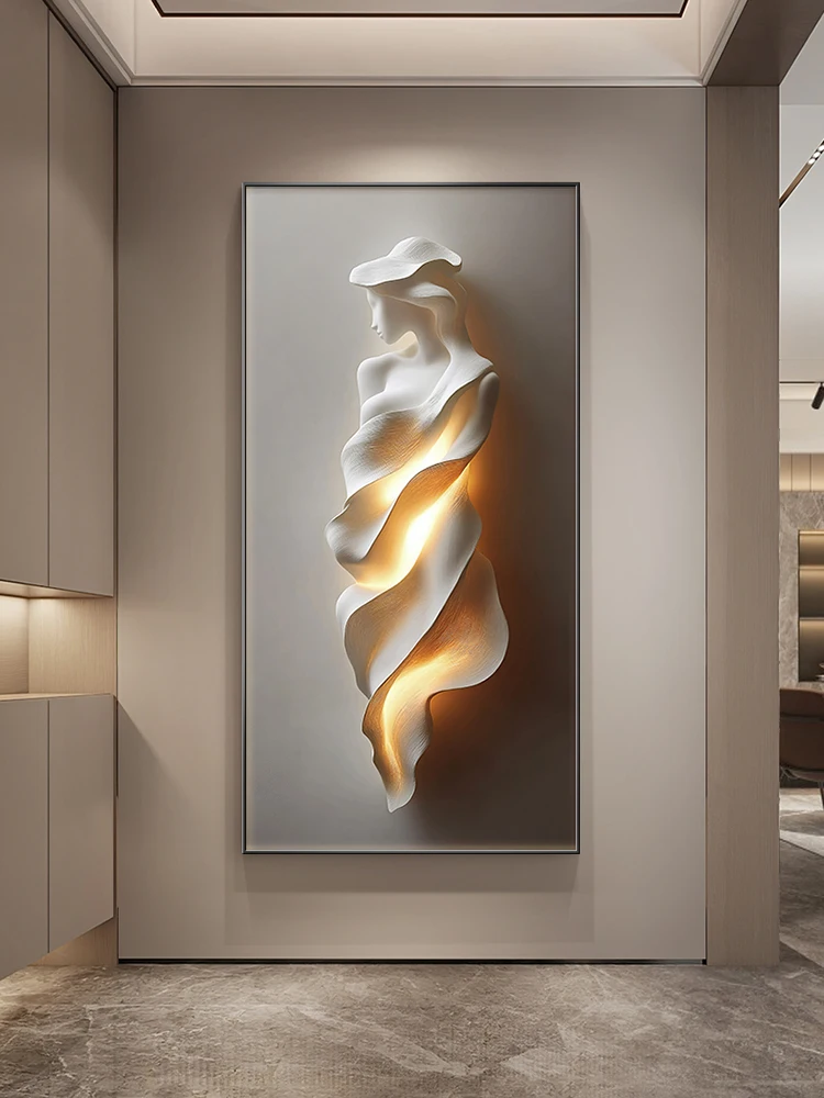 

Decoration Wall Lamp Led Light Minimally Abstract Entrance Decoration Painting High-end Relief Feeling Hanging Painting Room