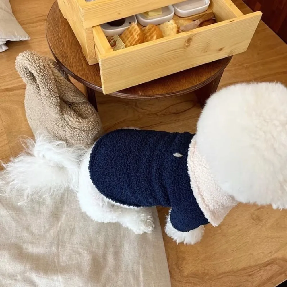 Fashion Autumn Winter Dog Warm Clothes Thickened Horn Buckle Dog Fleece Coat Cute Windproof Pet Clothes for Small Medium Dog