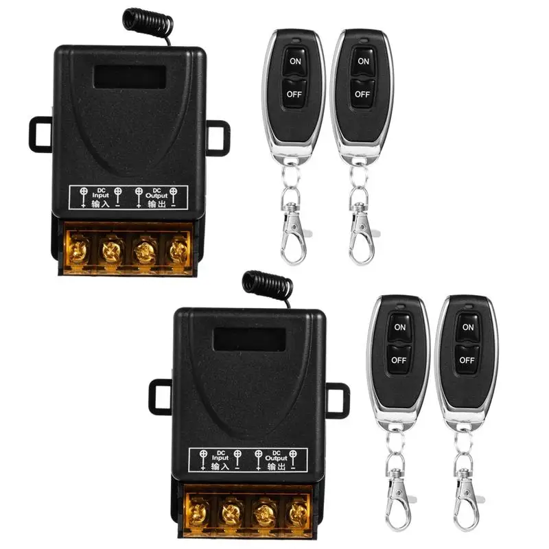 2Pcs Wireless Remote Switches DC 12V-72V Wireless RF Switches With Remote Controls Remote Control Switches For Anti-Theft Alarms