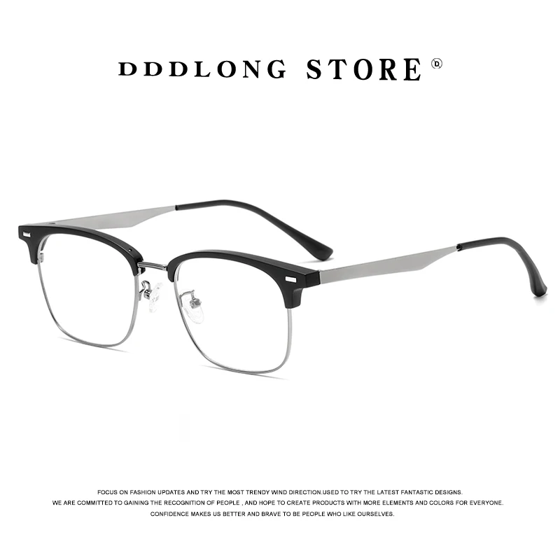 DDDLONG TR90 Anti Blue Light Square Glasses Prescription Eyeglasses Frame For Men Optical Lens Can Replaceable Eyewear D519