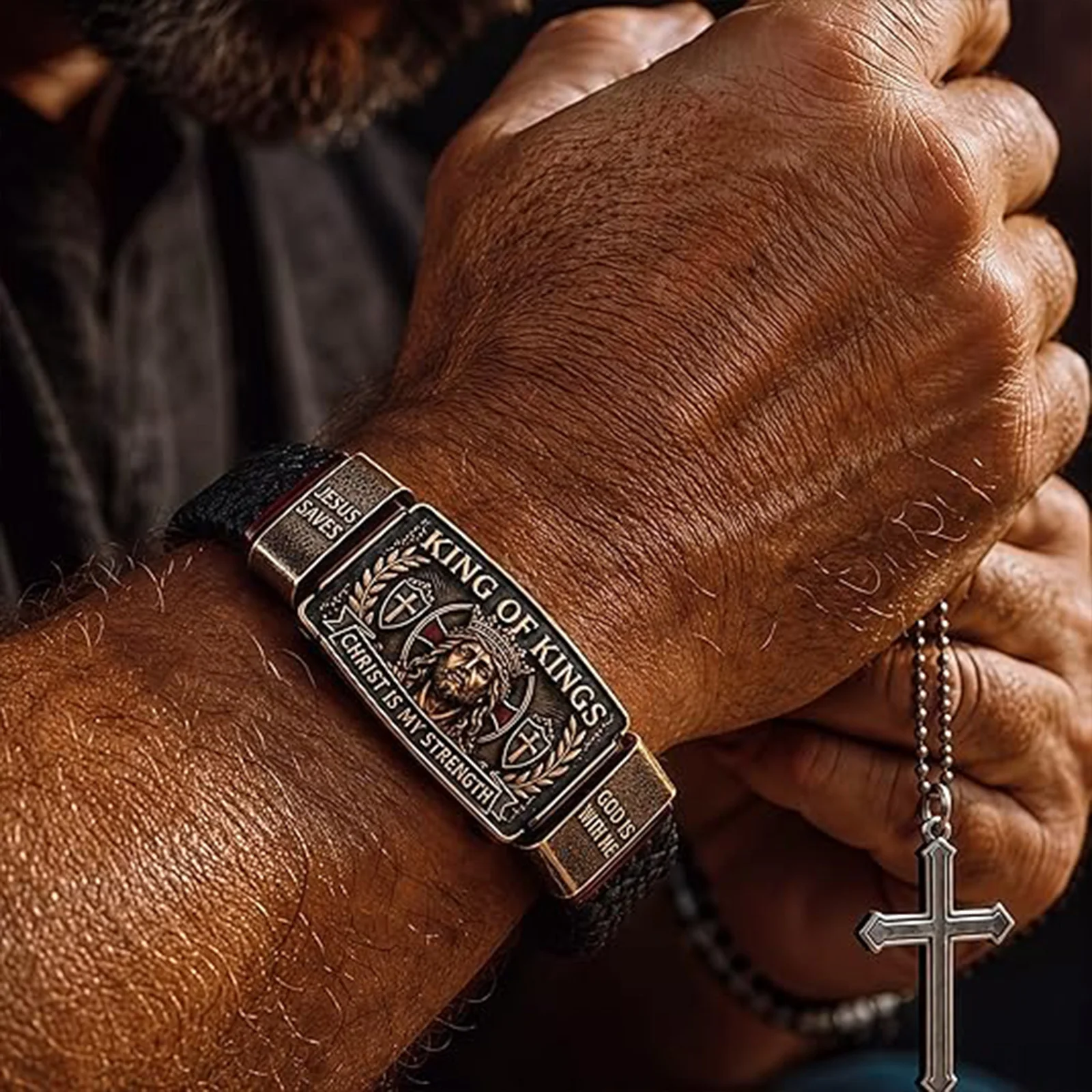 King of Kings Faith Bracelet Multi-Purpose Adjustable Christian Wristband Christian Braided Wristbands for Outdoor Church Work