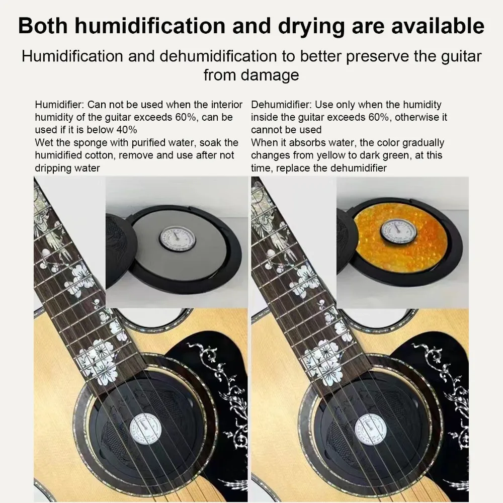 With Hygrometer​ Guitar Humidifier ​Black ​Anti Drying ​Sound Hole Humidifier ​Multi Purpose ​Feedback Sealing Humidifier​